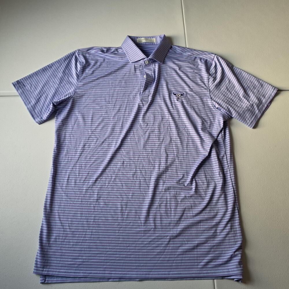 Holderness & Bourne Polo Shirt Mens XL Purple Stripe Landale Golf Stretch